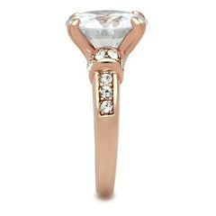 Alamode IP Rose Gold(Ion Plating) Brass Ring with AAA Grade CZ in Clear - Alamode