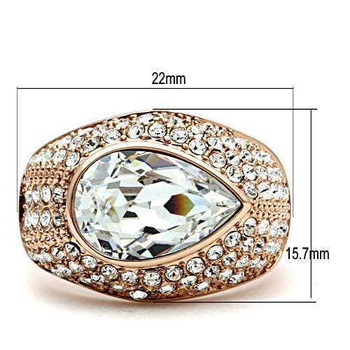 Alamode IP Rose Gold(Ion Plating) Brass Ring with Top Grade Crystal in Clear - Alamode