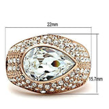 Alamode IP Rose Gold(Ion Plating) Brass Ring with Top Grade Crystal in Clear - Alamode