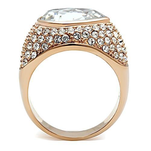 Alamode IP Rose Gold(Ion Plating) Brass Ring with Top Grade Crystal in Clear - Alamode