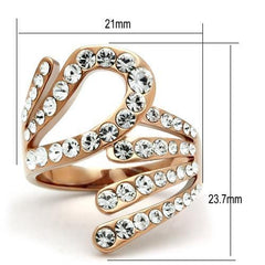 Alamode IP Rose Gold(Ion Plating) Brass Ring with Top Grade Crystal in Clear - Alamode