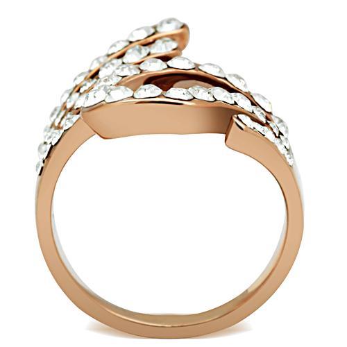 Alamode IP Rose Gold(Ion Plating) Brass Ring with Top Grade Crystal in Clear - Alamode