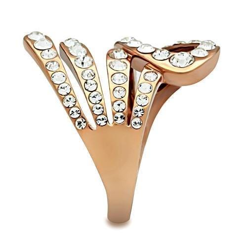 Alamode IP Rose Gold(Ion Plating) Brass Ring with Top Grade Crystal in Clear - Alamode