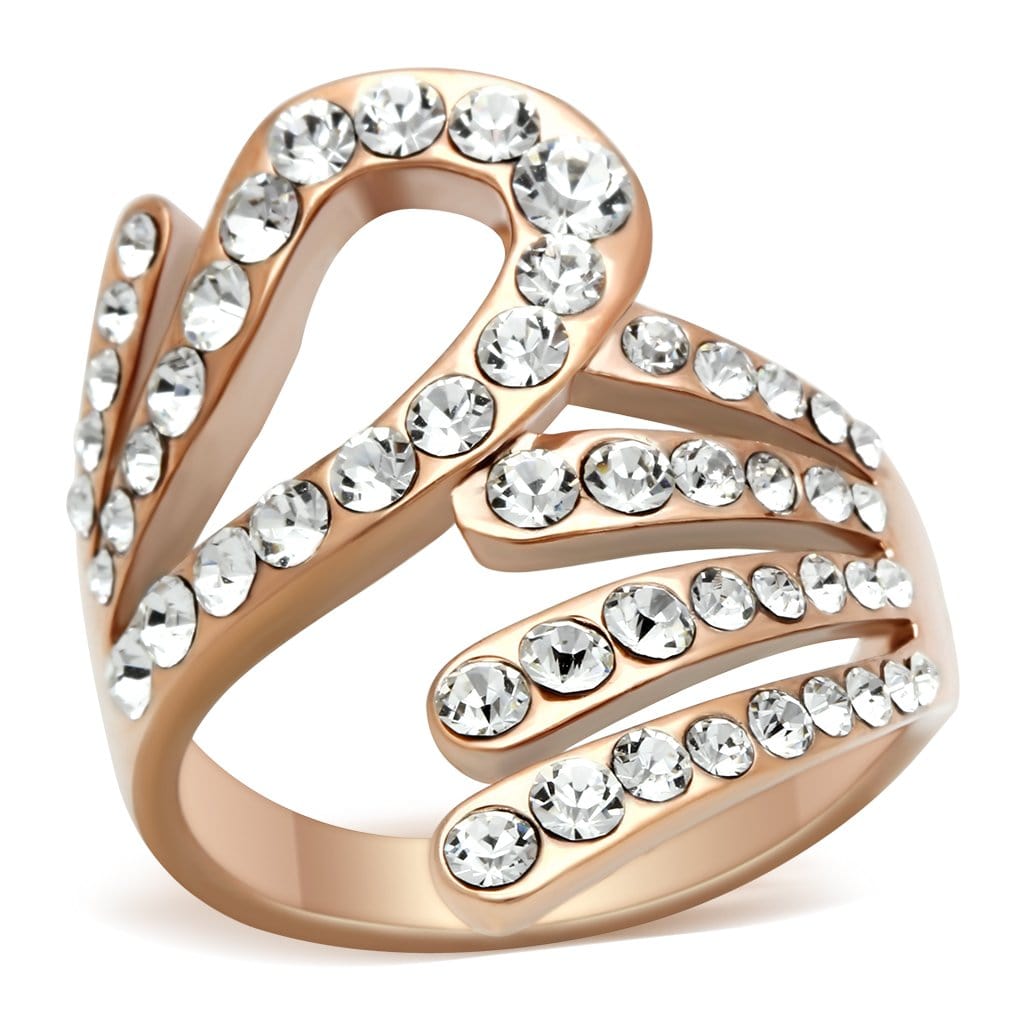 Alamode IP Rose Gold(Ion Plating) Brass Ring with Top Grade Crystal in Clear - Alamode