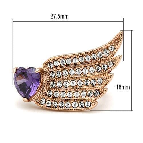 Alamode IP Rose Gold(Ion Plating) Brass Ring with AAA Grade CZ in Amethyst - Alamode