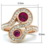 Alamode IP Rose Gold(Ion Plating) Brass Ring with Top Grade Crystal in Fuchsia - Alamode