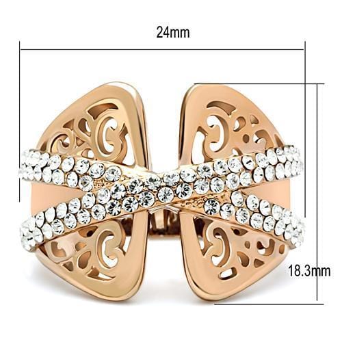 Alamode IP Rose Gold(Ion Plating) Brass Ring with Top Grade Crystal in Clear - Alamode