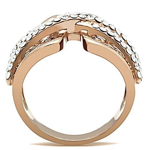 Alamode IP Rose Gold(Ion Plating) Brass Ring with Top Grade Crystal in Clear - Alamode