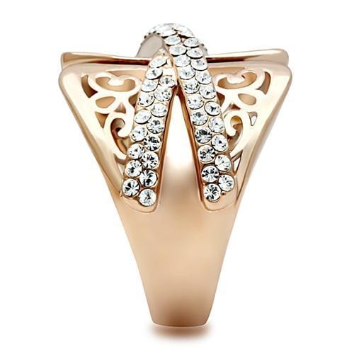 Alamode IP Rose Gold(Ion Plating) Brass Ring with Top Grade Crystal in Clear - Alamode