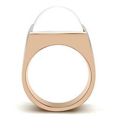 Alamode IP Rose Gold(Ion Plating) Brass Ring with Synthetic Synthetic Stone in White - Flyclothing LLC