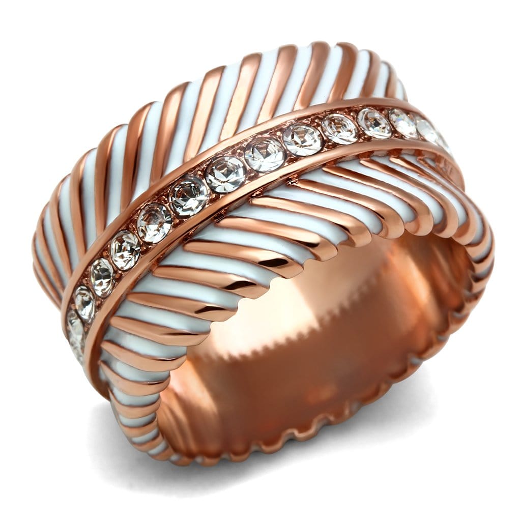 Alamode IP Rose Gold(Ion Plating) Brass Ring with Top Grade Crystal in Clear - Alamode