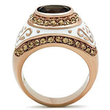 Alamode IP Rose Gold(Ion Plating) Brass Ring with Synthetic Synthetic Glass in Brown - Alamode