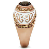 Alamode IP Rose Gold(Ion Plating) Brass Ring with Synthetic Synthetic Glass in Brown - Alamode