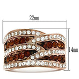 Alamode IP Rose Gold(Ion Plating) Brass Ring with Top Grade Crystal in Smoked Quartz - Alamode