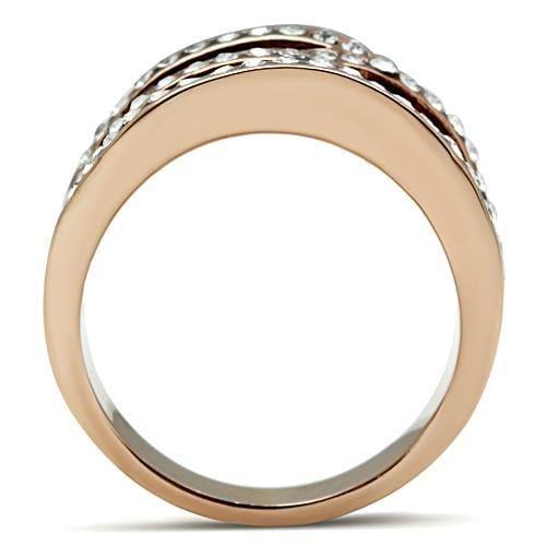 Alamode IP Rose Gold(Ion Plating) Brass Ring with Top Grade Crystal in Smoked Quartz - Flyclothing LLC