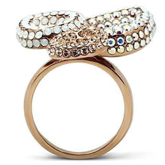 Alamode IP Rose Gold(Ion Plating) Brass Ring with Top Grade Crystal in Multi Color - Alamode