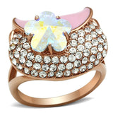 Alamode IP Rose Gold(Ion Plating) Brass Ring with Top Grade Crystal in Clear - Alamode