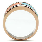 Alamode IP Rose Gold(Ion Plating) Brass Ring with Top Grade Crystal in Clear - Alamode