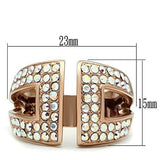 Alamode IP Rose Gold(Ion Plating) Brass Ring with Top Grade Crystal in Aurora Borealis (Rainbow Effect) - Alamode