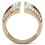 Alamode IP Rose Gold(Ion Plating) Brass Ring with Top Grade Crystal in Aurora Borealis (Rainbow Effect) - Alamode