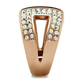 Alamode IP Rose Gold(Ion Plating) Brass Ring with Top Grade Crystal in Aurora Borealis (Rainbow Effect) - Alamode