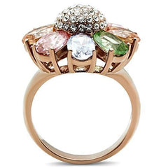 Alamode IP Rose Gold(Ion Plating) Brass Ring with AAA Grade CZ in Multi Color - Alamode