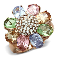 Alamode IP Rose Gold(Ion Plating) Brass Ring with AAA Grade CZ in Multi Color - Alamode