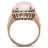 Alamode IP Rose Gold(Ion Plating) Brass Ring with Precious Stone PINK CRYSTAL in Light Rose - Alamode