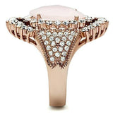 Alamode IP Rose Gold(Ion Plating) Brass Ring with Precious Stone PINK CRYSTAL in Light Rose - Alamode