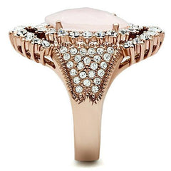 Alamode IP Rose Gold(Ion Plating) Brass Ring with Precious Stone PINK CRYSTAL in Light Rose - Flyclothing LLC