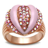 Alamode IP Rose Gold(Ion Plating) Brass Ring with Top Grade Crystal in Light Rose - Alamode