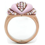 Alamode IP Rose Gold(Ion Plating) Brass Ring with Top Grade Crystal in Light Rose - Alamode