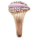 Alamode IP Rose Gold(Ion Plating) Brass Ring with Top Grade Crystal in Light Rose - Alamode