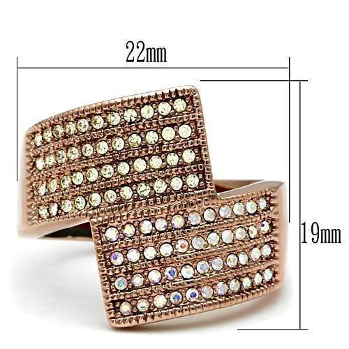 Alamode IP Rose Gold(Ion Plating) Brass Ring with Top Grade Crystal in Multi Color - Alamode