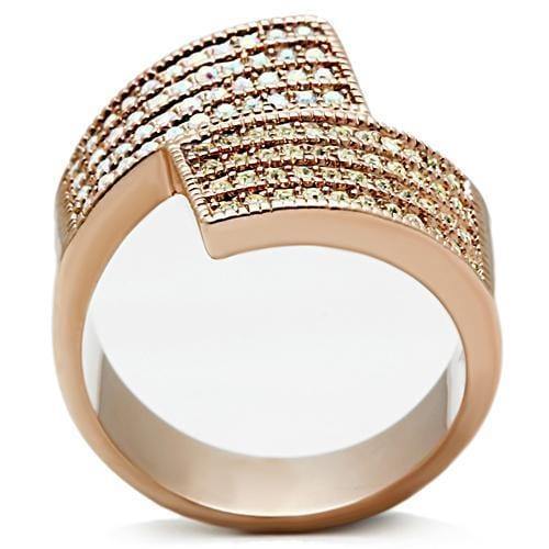 Alamode IP Rose Gold(Ion Plating) Brass Ring with Top Grade Crystal in Multi Color - Alamode