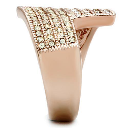 Alamode IP Rose Gold(Ion Plating) Brass Ring with Top Grade Crystal in Multi Color - Alamode