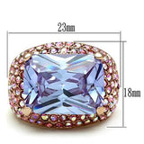 Alamode IP Rose Gold(Ion Plating) Brass Ring with AAA Grade CZ in Light Amethyst - Alamode