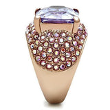 Alamode IP Rose Gold(Ion Plating) Brass Ring with AAA Grade CZ in Light Amethyst - Alamode