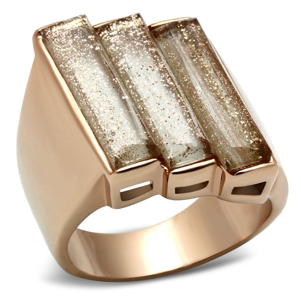 Alamode IP Rose Gold(Ion Plating) Brass Ring with Synthetic Spinel in Topaz - Alamode