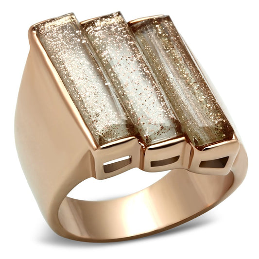 Alamode IP Rose Gold(Ion Plating) Brass Ring with Synthetic Spinel in Topaz