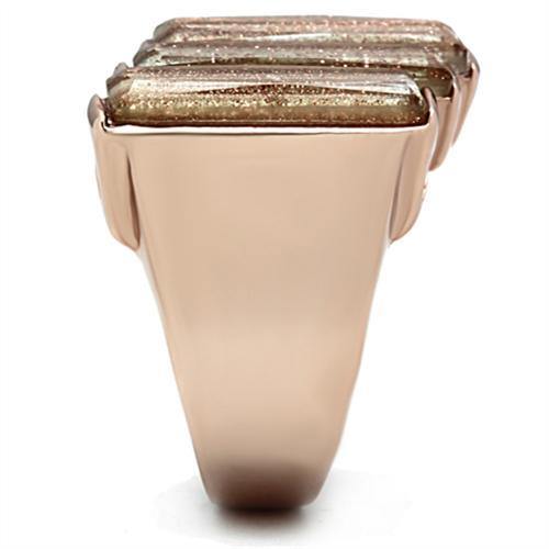 Alamode IP Rose Gold(Ion Plating) Brass Ring with Synthetic Spinel in Topaz - Alamode