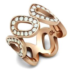 Alamode IP Rose Gold(Ion Plating) Brass Ring with Top Grade Crystal in Aurora Borealis (Rainbow Effect) - Alamode