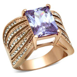 Alamode IP Rose Gold(Ion Plating) Brass Ring with AAA Grade CZ in Light Amethyst - Alamode