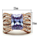 Alamode IP Rose Gold(Ion Plating) Brass Ring with AAA Grade CZ in Light Amethyst - Alamode