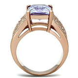 Alamode IP Rose Gold(Ion Plating) Brass Ring with AAA Grade CZ in Light Amethyst - Alamode