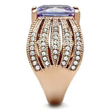 Alamode IP Rose Gold(Ion Plating) Brass Ring with AAA Grade CZ in Light Amethyst - Alamode