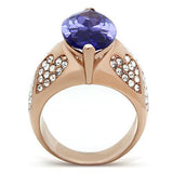 Alamode IP Rose Gold(Ion Plating) Brass Ring with AAA Grade CZ in Tanzanite - Alamode