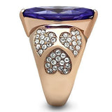 Alamode IP Rose Gold(Ion Plating) Brass Ring with AAA Grade CZ in Tanzanite - Alamode