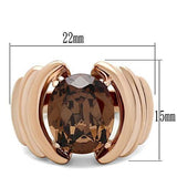 Alamode IP Rose Gold(Ion Plating) Brass Ring with AAA Grade CZ in Brown - Alamode