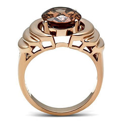 Alamode IP Rose Gold(Ion Plating) Brass Ring with AAA Grade CZ in Brown - Flyclothing LLC